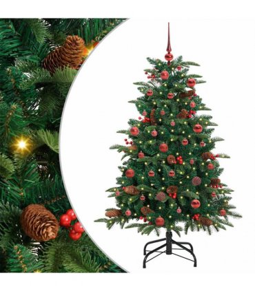 vidaXL vidaXL Artificial Hinged Christmas Tree with Cones and Berries