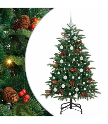 vidaXL vidaXL Artificial Hinged Christmas Tree with Cones and Berries
