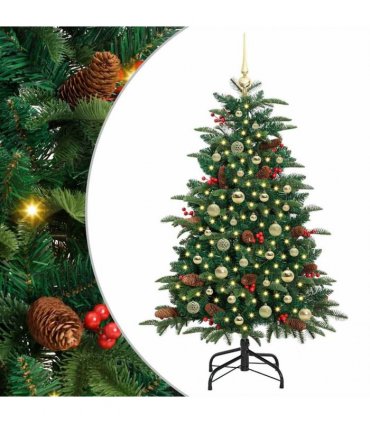 vidaXL vidaXL Artificial Hinged Christmas Tree with Cones and Berries