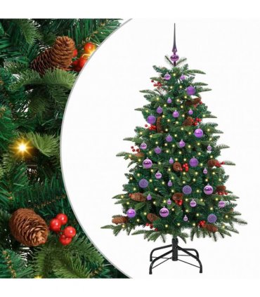 vidaXL vidaXL Artificial Hinged Christmas Tree with Cones and Berries