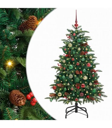vidaXL vidaXL Artificial Hinged Christmas Tree with Cones and Berries