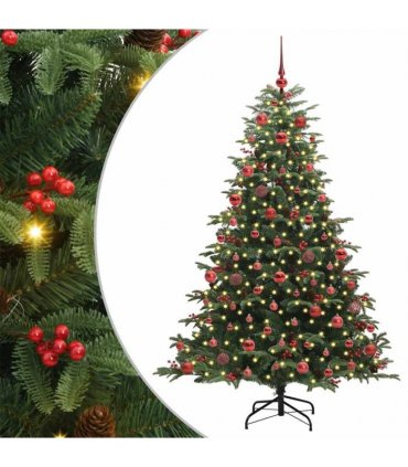 vidaXL vidaXL Artificial Hinged Christmas Tree with Cones and Berries