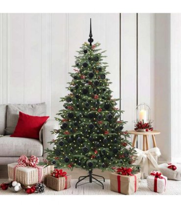 vidaXL vidaXL Artificial Hinged Christmas Tree with Cones and Berries