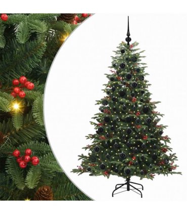 vidaXL vidaXL Artificial Hinged Christmas Tree with Cones and Berries