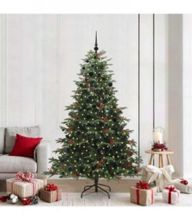 vidaXL vidaXL Artificial Hinged Christmas Tree with Cones and Berries