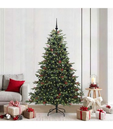 vidaXL vidaXL Artificial Hinged Christmas Tree with Cones and Berries