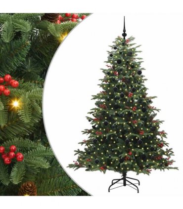 vidaXL vidaXL Artificial Hinged Christmas Tree with Cones and Berries