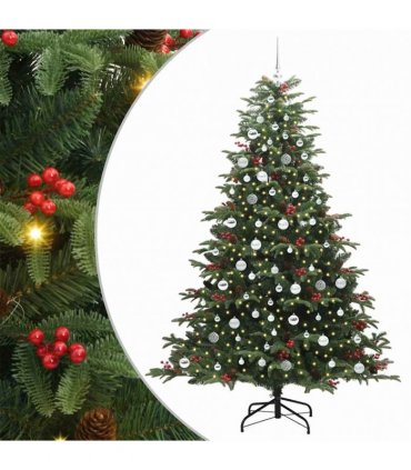vidaXL vidaXL Artificial Hinged Christmas Tree with Cones and Berries