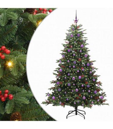 vidaXL vidaXL Artificial Hinged Christmas Tree with Cones and Berries