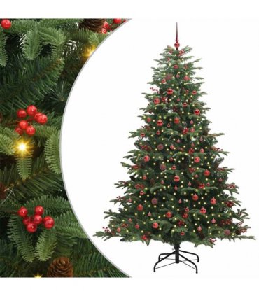 vidaXL vidaXL Artificial Hinged Christmas Tree with Cones and Berries