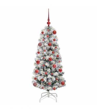 vidaXL Artificial Hinged Christmas Tree Flocked Green and White 120 cm