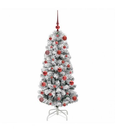 vidaXL Artificial Hinged Christmas Tree Flocked Green and White 120 cm