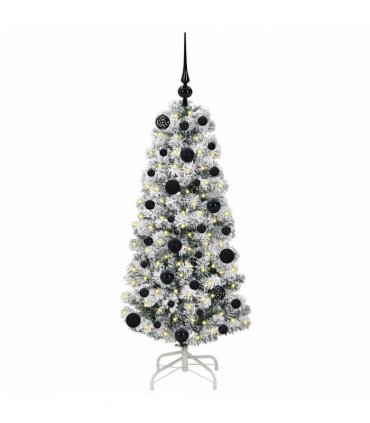 vidaXL Artificial Hinged Christmas Tree Flocked Green and White 120 cm