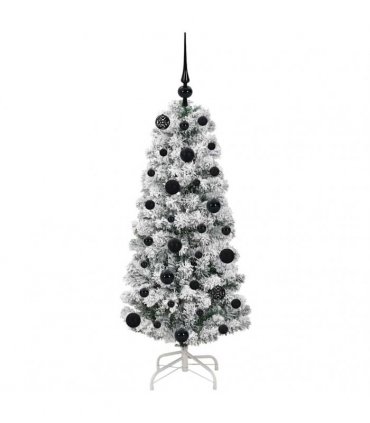 vidaXL Artificial Hinged Christmas Tree Flocked Green and White 120 cm