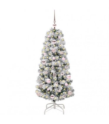 vidaXL Artificial Hinged Christmas Tree Flocked Green and White 120 cm