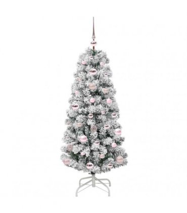 vidaXL Artificial Hinged Christmas Tree Flocked Green and White 120 cm