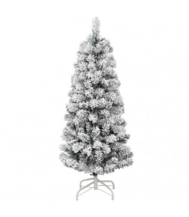 vidaXL Artificial Hinged Christmas Tree Flocked Green and White 120 cm