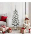 vidaXL Artificial Hinged Christmas Tree Flocked Green and White 120 cm