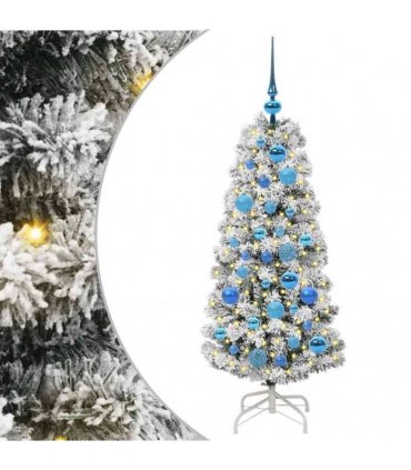 vidaXL Artificial Hinged Christmas Tree Flocked Green and White 120 cm
