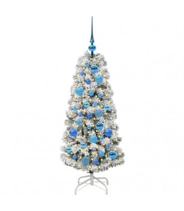 vidaXL Artificial Hinged Christmas Tree Flocked Green and White 120 cm