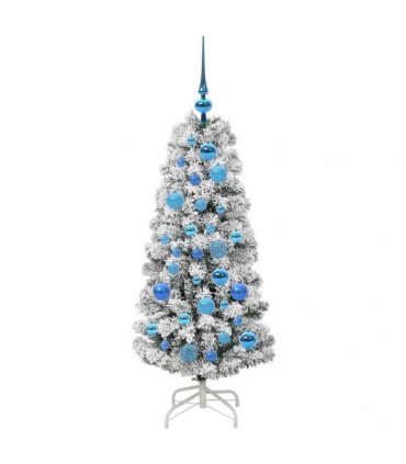 vidaXL Artificial Hinged Christmas Tree Flocked Green and White 120 cm