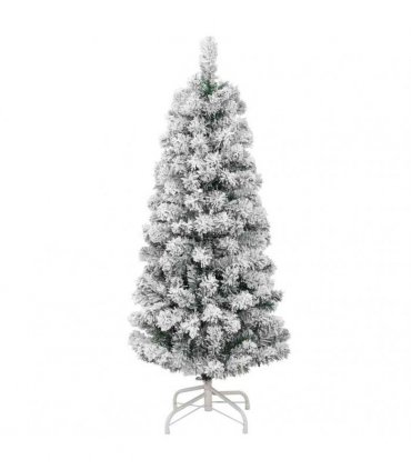 vidaXL Artificial Hinged Christmas Tree Flocked Green and White 120 cm