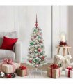 vidaXL Artificial Hinged Christmas Tree Flocked Green and White 120 cm