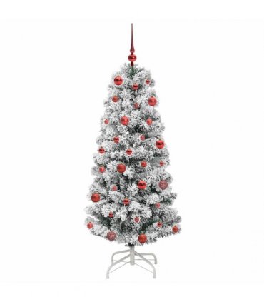vidaXL Artificial Hinged Christmas Tree Flocked Green and White 150 cm