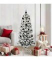 vidaXL Artificial Hinged Christmas Tree Flocked Green and White 150 cm
