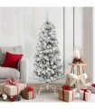 vidaXL Artificial Hinged Christmas Tree Flocked Green and White 150 cm