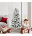 vidaXL Artificial Hinged Christmas Tree Flocked Green and White 150 cm