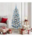 vidaXL Artificial Hinged Christmas Tree Flocked Green and White 150 cm