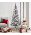 vidaXL Artificial Hinged Christmas Tree Flocked Green and White 180 cm