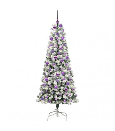 vidaXL Artificial Hinged Christmas Tree Flocked Green and White 180 cm
