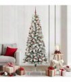 vidaXL Artificial Hinged Christmas Tree Flocked Green and White 210 cm