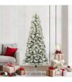 vidaXL Artificial Hinged Christmas Tree Flocked Green and White 210 cm