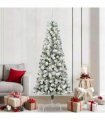vidaXL Artificial Hinged Christmas Tree Flocked Green and White 210 cm