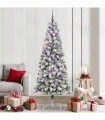 vidaXL Artificial Hinged Christmas Tree Flocked Green and White 210 cm
