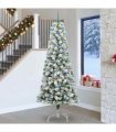vidaXL Artificial Hinged Christmas Tree Flocked Green and White 240 cm