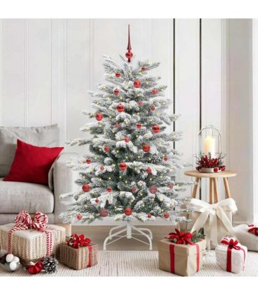 vidaXL Artificial Hinged Christmas Tree Green and White 150 cm