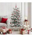 vidaXL Artificial Hinged Christmas Tree Green and White 150 cm