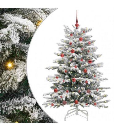 vidaXL Artificial Hinged Christmas Tree Green and White 150 cm