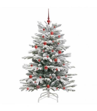 vidaXL Artificial Hinged Christmas Tree Green and White 150 cm