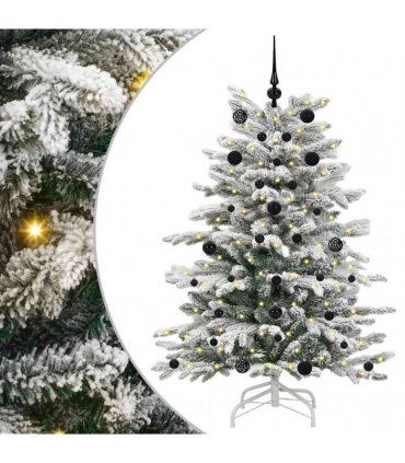 vidaXL Artificial Hinged Christmas Tree Green and White 150 cm