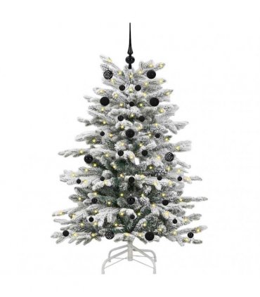 vidaXL Artificial Hinged Christmas Tree Green and White 150 cm