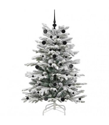 vidaXL Artificial Hinged Christmas Tree Green and White 150 cm