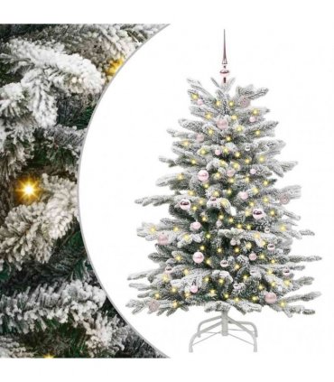 vidaXL Artificial Hinged Christmas Tree Green and White 150 cm