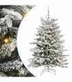 vidaXL Artificial Hinged Christmas Tree Green and White 150 cm