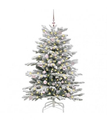 vidaXL Artificial Hinged Christmas Tree Green and White 150 cm