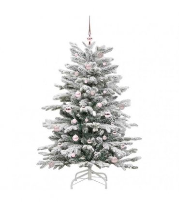 vidaXL Artificial Hinged Christmas Tree Green and White 150 cm